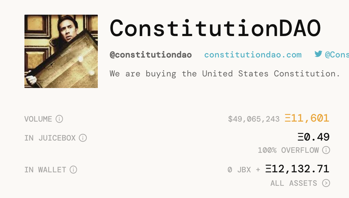 The biggest flaw with ConstitutionDAO