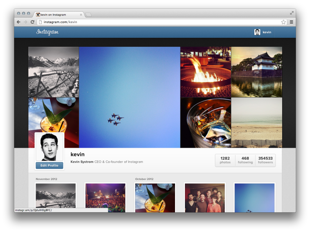 Photo Sharing Service Instagram Rolling Out Web Profiles