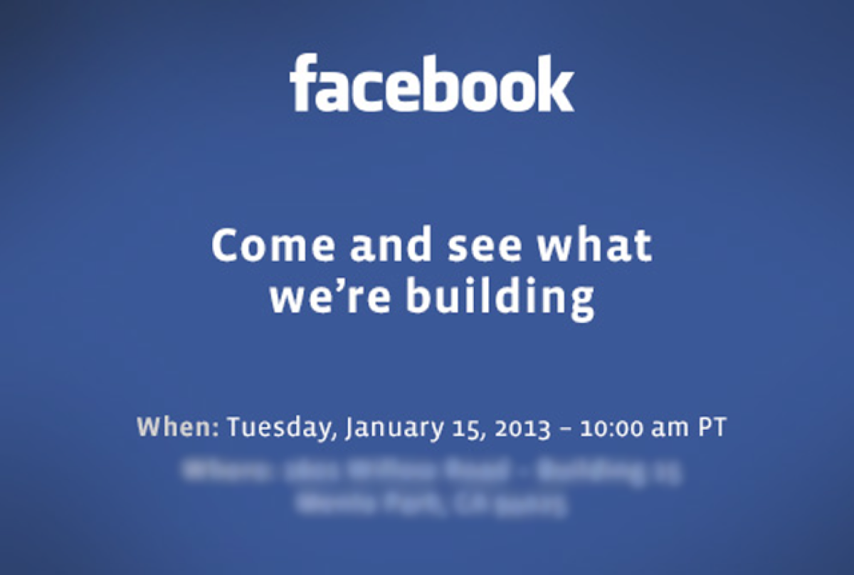 Facebook Press Invites Go Out for January 15 Event
