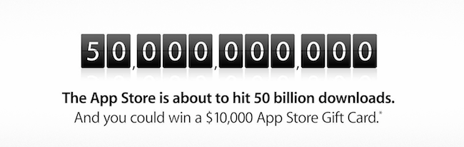 Apple Counts Down to 50 Billion App Downloads and $10,000 Gift Card Giveaway