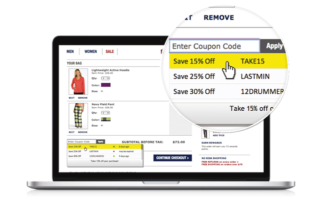 Coupons At Checkout Finds and Applies All Coupons With A Single Click
