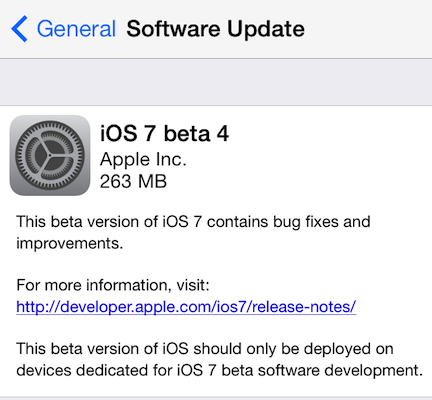 Apple Releases iOS 7 Beta 4 to Developers