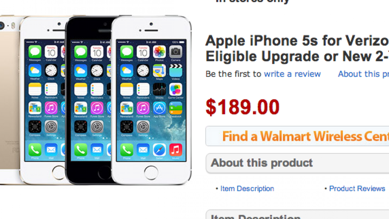 Walmart to sell iPhone 5S for $189, iPhone 5C for $79 on contract