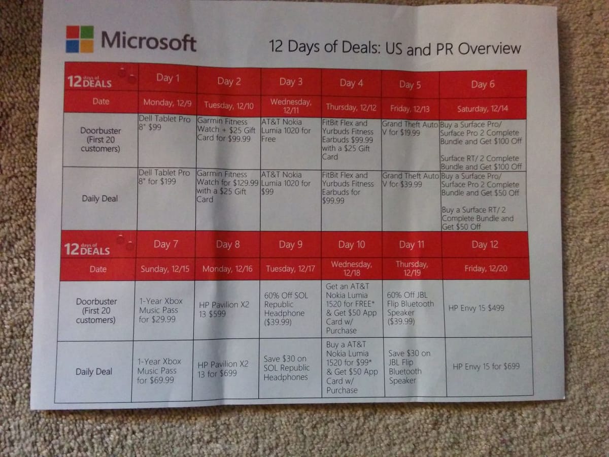 Microsoft's 12 Days of Deals Holiday Promotion Leaks, Features Lots of Great Deals