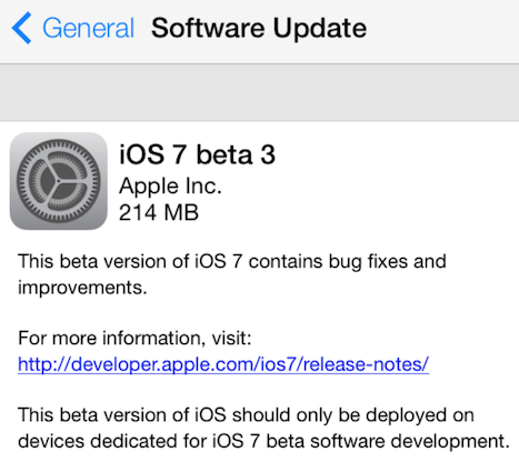 Apple Releases iOS 7 Beta 3 for iPhone, iPad, and iPod Touch