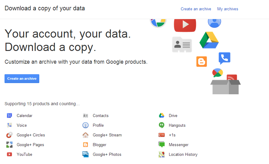 Google Now Allows You to Download Archives of Your Gmail and Calendar Data