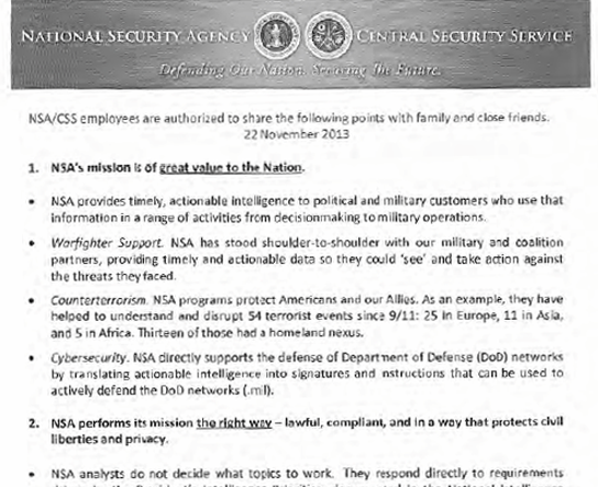 The NSA Sent Employees Talking Points to Share Over Thanksgiving Dinner