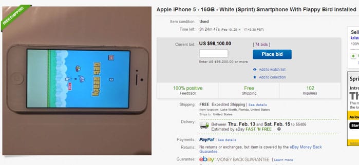 iPhones with Flappy Bird Selling for Thousands of Actual Dollars on eBay
