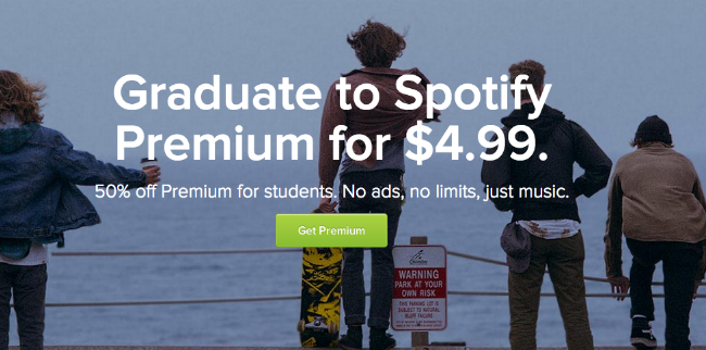 Spotify Offers a 50 Percent Discount to College Students