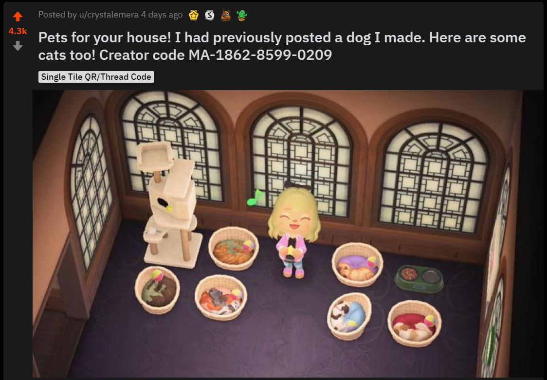 Pet beds in Animal Crossing