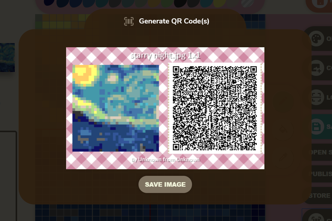 Artwork QR codes in Animal Crossing